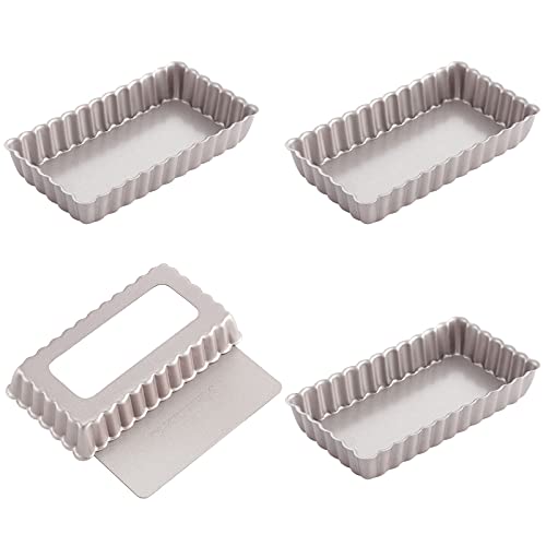 Mini Rectangle Tart Pan Set (2" x 4" 4Pcs)