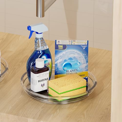 4 Pack Lazy Susan Organizer Turntable for Cabinet (Clear / 4 Pack 10.6in+9in)