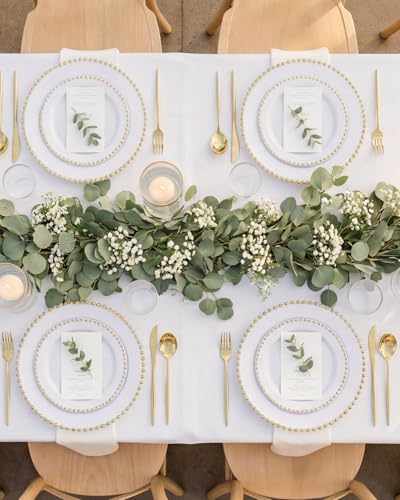 180Pcs White and Gold Dinnerware Set (White and Gold Plastic Dinnerware Set / 180PCS)