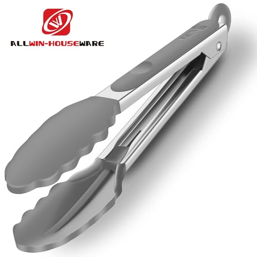 2 Pack Silicone Kitchen Tongs (Gray)