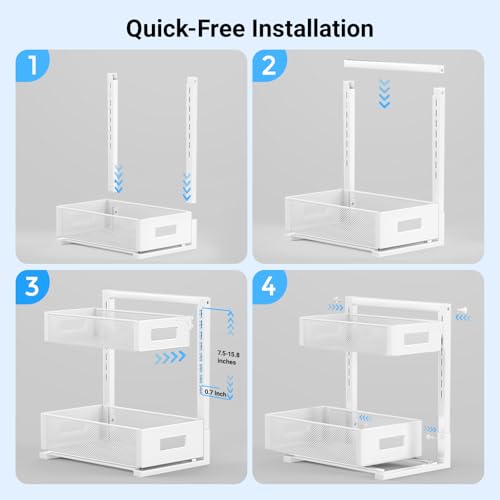 Pull Out Under Kitchen Sink Organizer (White / XL-1PC)