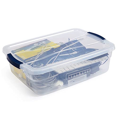 Cleverstore 17 Quart Clear Latching Waterproof Stackable Airtight Storage Containers with Durable Latching Lids (17 Qt – 6 Pack)