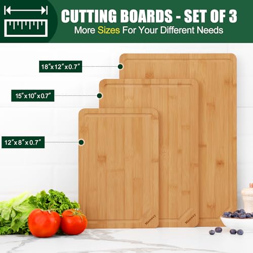 Organic Bamboo Cutting Boards Set for Kitchen Set of 3 (Natural / Set of 3)