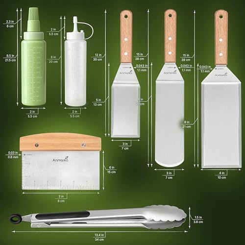 Metal Spatula Set (Wooden handle set + tongs and bottles)