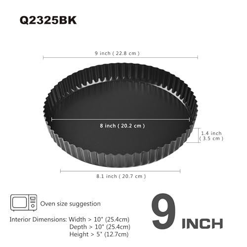 9 Inch Round Tart Pan with Loose Removable Bottom (9" Round (Black))