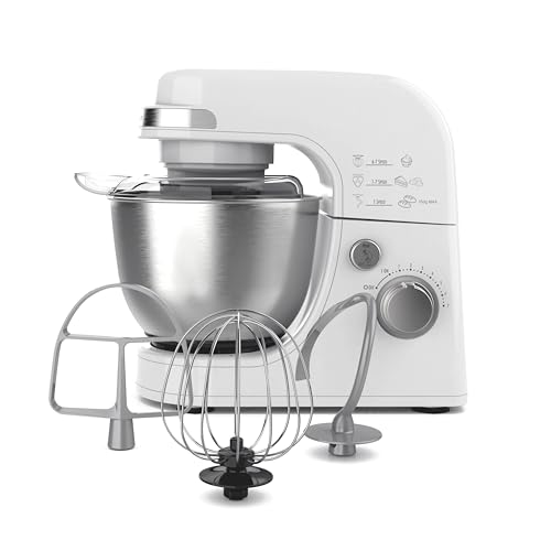 Electric Stand Mixer (White / 7 Speeds with Whisk & Splash Guard)