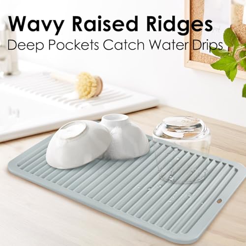 Large Silicone Trivet 16'' X 12'' Silicone Hot Pads for Kitchen Nonslip and Heat Resistant Hot Pads Trivets for Kitchen Protect Table Quartz Countertops (16x12in / 06 Gray,1pack)