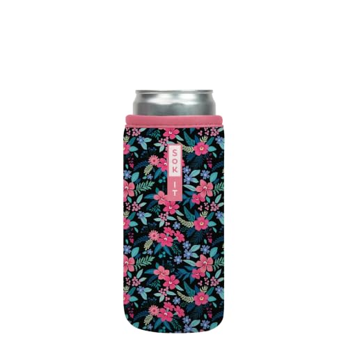 CanSok Sleeve for Beer & Soda Insulated Neoprene Cover (Tropical Blooms / 12oz Slim Can Sleeve)