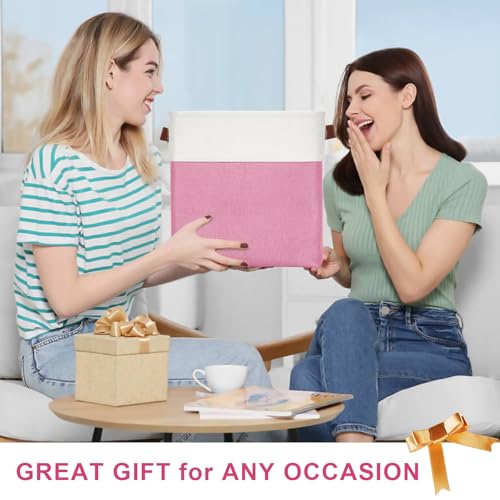 13x13 Cube Storage Bins (Pink / Off-White / Cube - 13"x13"x13")