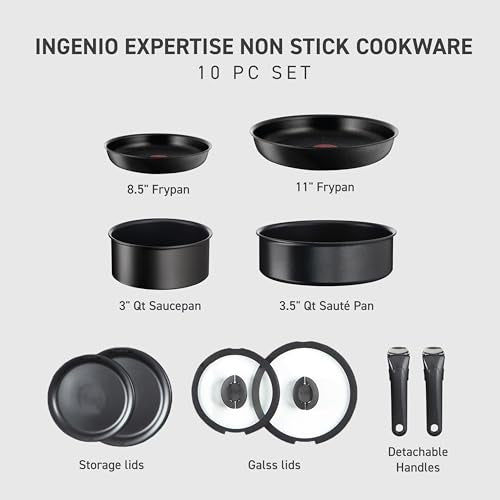Ingenio Expertise Non Stick Cookware Set 10 Piece (Black / 10-Piece induction)