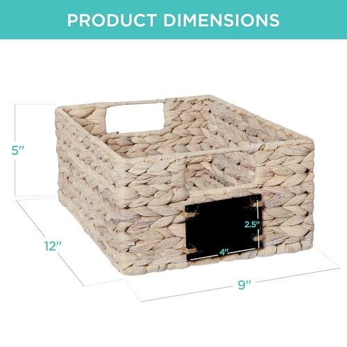 Set of 4 9x12in Water Hyacinth Pantry Baskets (9x12x5in / White)