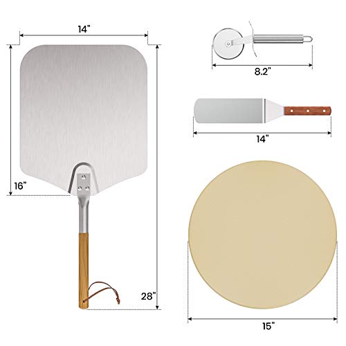 4 pcs Pizza Stone & Peel Set