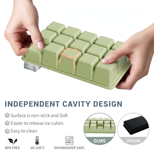 Silicone Ice Cube Tray 3 Pack (Ice Cube Tray 3 Pack / Blue+Green+Pink)
