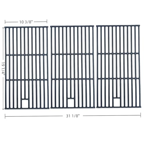 C6522C(3-Pack) 19 1/4" Cast Iron Cooking Grid Grates Replacement for Brinkmann 810-8500-S, 810-8501-S, 810-8502-S, Charmglow 720-0396, 720-0536, 720-0578, 810-8500-S (3-Pack Cast Iron)