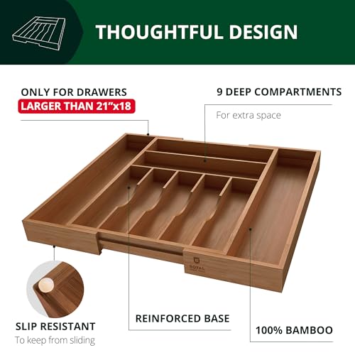 Luxury Bamboo Kitchen Drawer Organizer