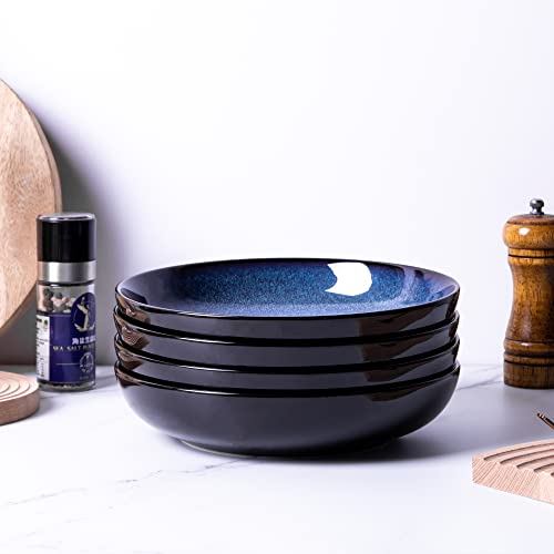 9.0" Ceramic Pasta Bowls Set of 6 (Set of 6 / Blue)