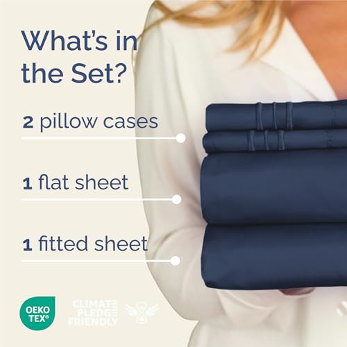 King Size 4 Piece Sheet Set (18 - Navy Blue / King)
