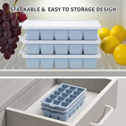 Silicone Ice Cube Tray 2 Pack (Ice Cube Tray 2 Pack / Blue+Blue)