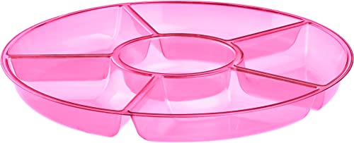 6 Sectional Round Plastic Serving Tray (Pink)