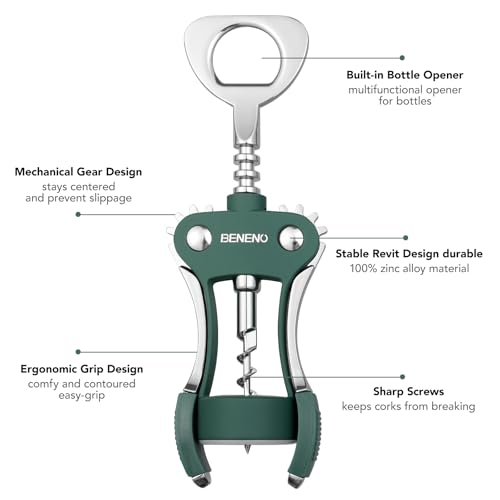 Wine Opener Premium Wing Corkscrew Wine Bottle Opener (Dark Green)