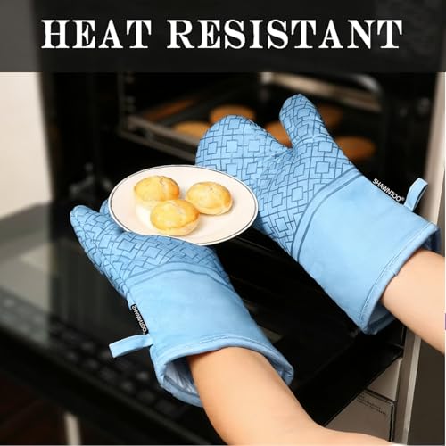 Oven Mitts and Pot Holders Sets 6pcs (Fog Blue)