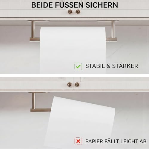 Brushed Nickel Paper Towel Holder Under Cabinet Self Adhesive (Brushed Nickel / Standard Holder)