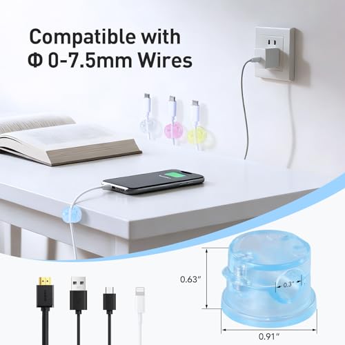 8 Pack Magnetic Cable Clips (Colorful)