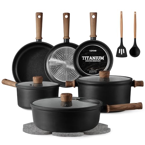16pcs Pots and Pans Set (Black / 16 pieces)