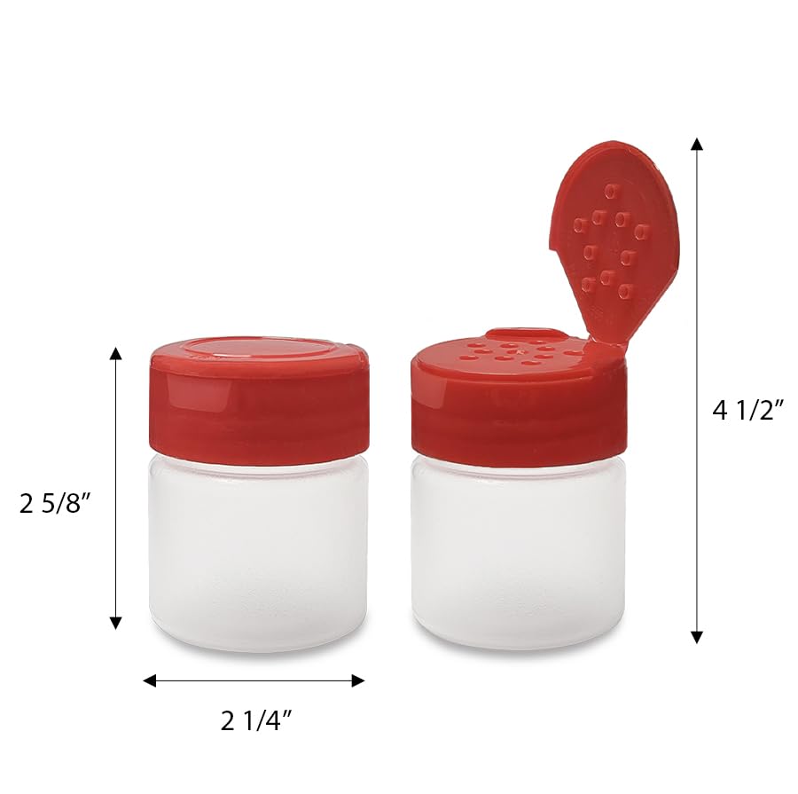 1 oz Plastic Spice Jars with Red Flip & Sift Caps