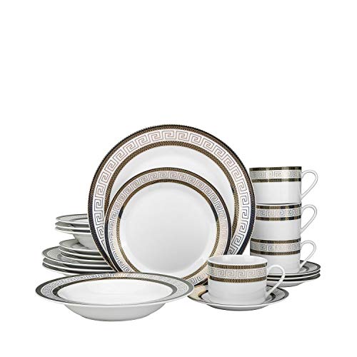 57 pc Banquet Dinnerware Set (Greek Key Dark)