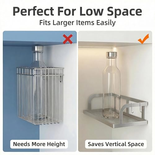 2 Pack Wide Hollowout Shower Caddy & Spice Rack (Silver Grey / U-Shape Easy Access (12.6" Wide))