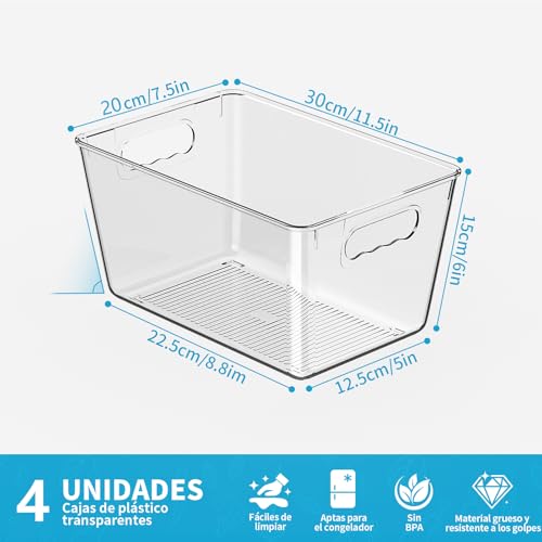 Clear Fridge Organizer Bins with Handles