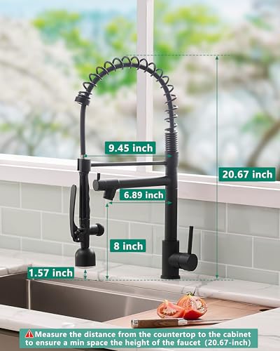 Black Kitchen Faucet with Pull Down Sprayer (Matte Black)