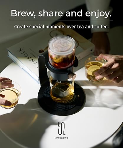 Glass Tea Pot with Infusers for Loose Tea and Drip Coffee Pour Over (White)