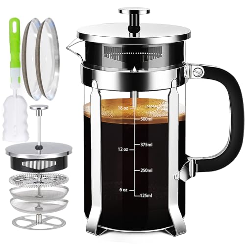French Press Coffee Maker 304 Stainless Steel Coffee Press (Silvery / 21 oz)