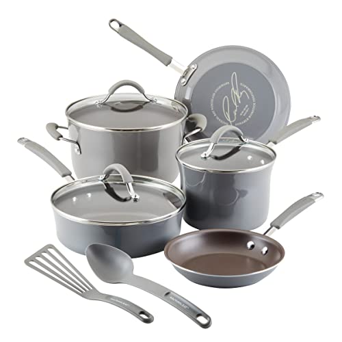 Cucina Nonstick Cookware (Sea Salt Gray / 10 Piece Porcelain)