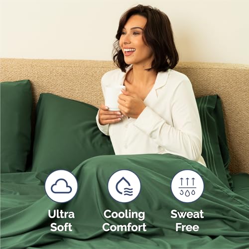 Split King Size 5 Piece Sheet Set (17 - Emerald Green / Split King Size)