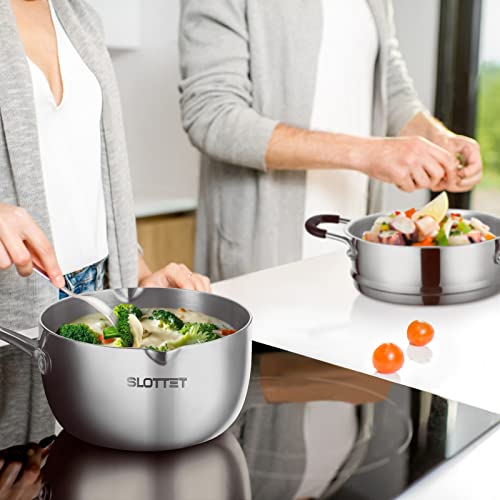 3.5 Quart Stainless Steel Saucepan with Pour Spout (3.5 Quarts)