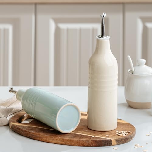16oz Oil Dispenser Bottle (Light Blue and Vanilla White / 2 Pieces (Jupiter))