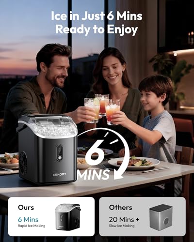 Nugget Ice Maker Countertop with Handle (Black)
