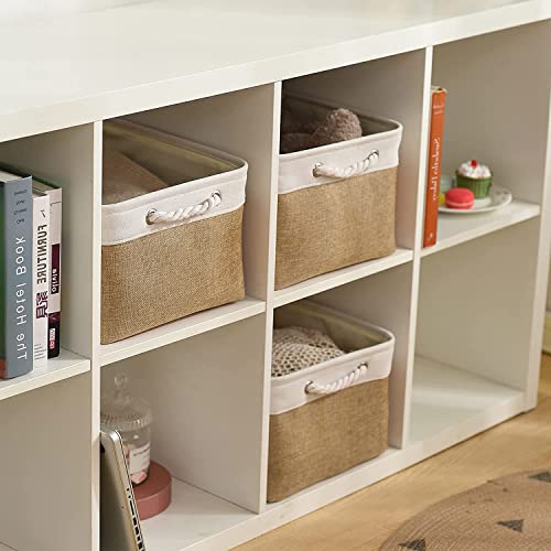 Rectangular Fabric Storage Baskets for Organizing (White&Peru / Large (Pack of 3))