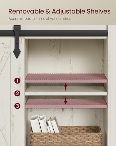 Buffet Cabinet (Without Power Outlet and Light / 11.8"D x 27.6"W x 31.5"H / Rustic White + Honey Brown)