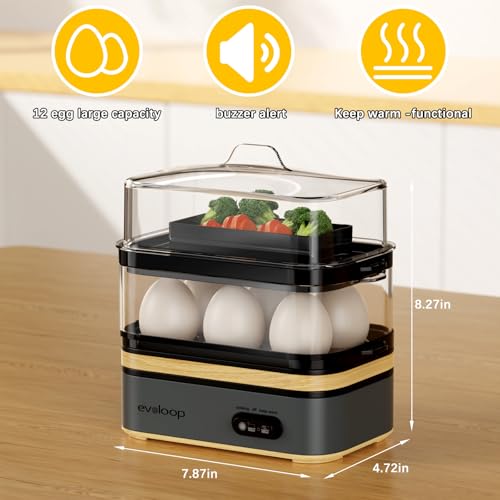 Rapid Egg Cooker Electric 12 Eggs Capacity (Grey)