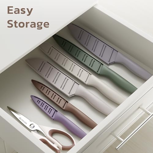 Knife Set 13 Pieces Kitchen Knives Set with Healthy Anti (Morandi)