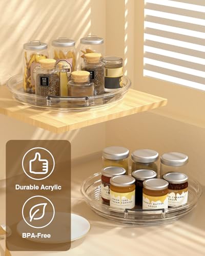 3 Pack Clear Lazy Susan Turntable 9'' & 11.8'' for Cabinet (11.8in 2-Tier + 2×9.25in)