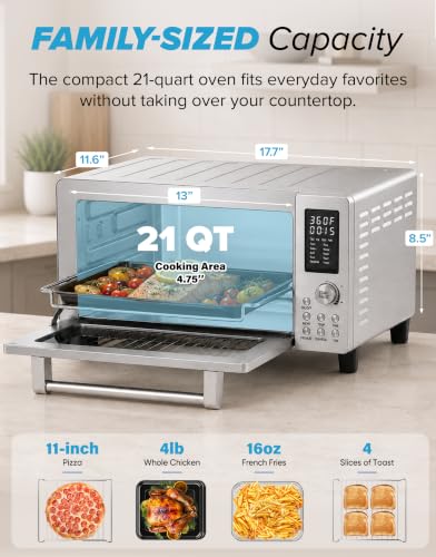 Bravo Air Fryer Toaster Countertop Convection Oven Combo (Brushed Stainless Steel / 21 Qt)
