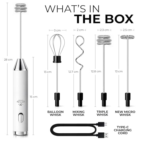 Rechargeable Milk Frother Handheld (Freezing White / Rechargeable Z1 Motor Max)