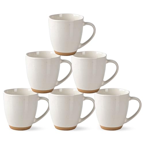 12oz Ceramic Coffee Mugs set of 6 (Light Beige / Set of 6)