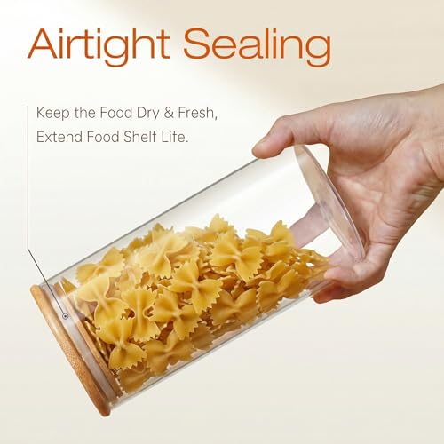 32 oz Round Glass Food Storage Containers with Airtight Bamboo Lids (4 Count)