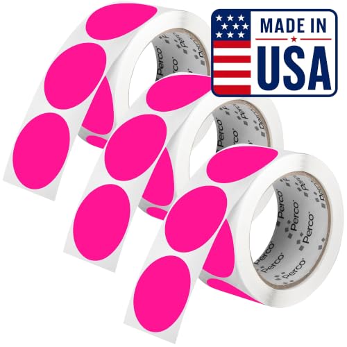 Neon Pink Perforated Round Circle Dot Sticker 2 (Neon Pink / 2 Inch)